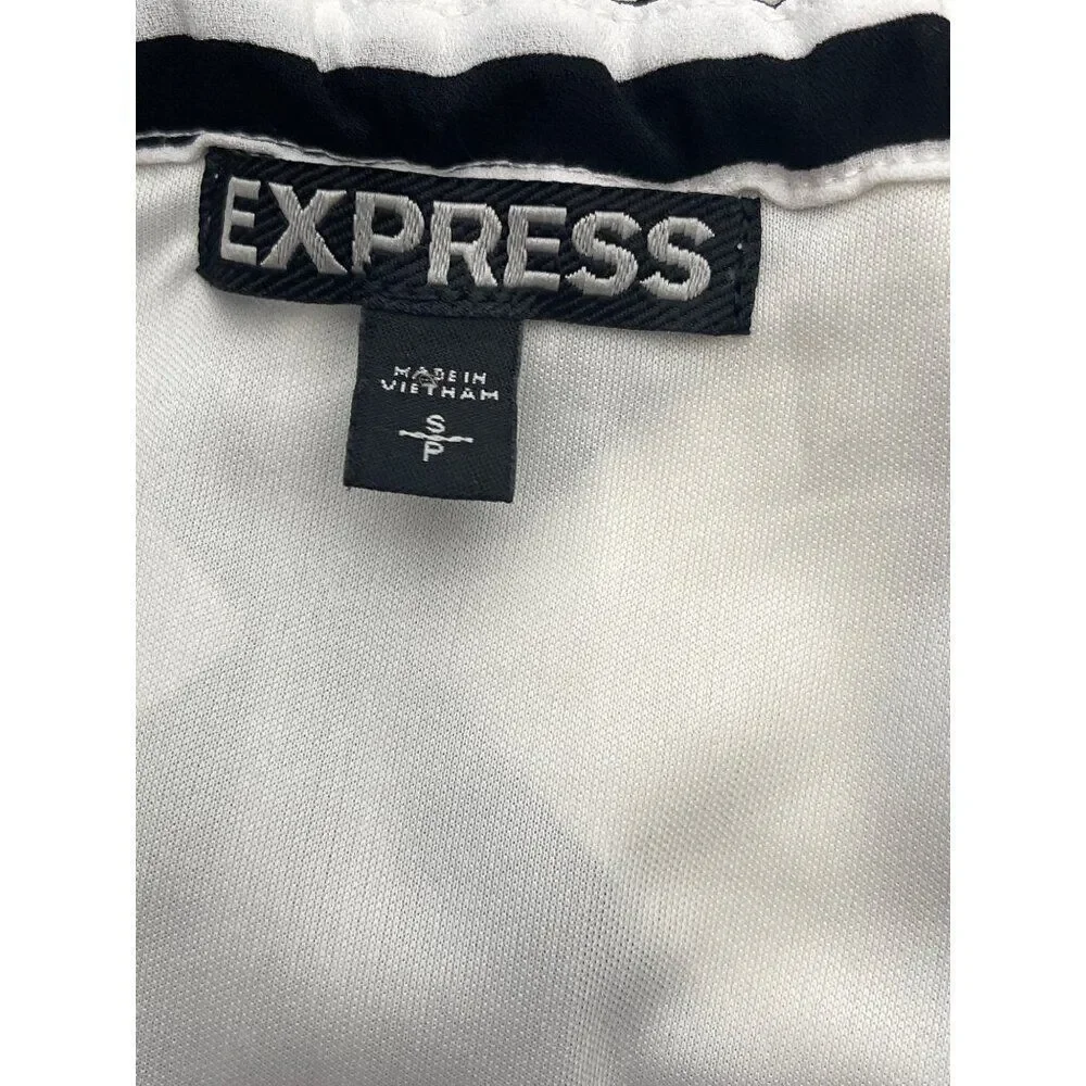 Express Women Black & White Geometric Print Handkerchief Hem Dress Size S NWT